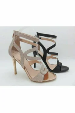 Sandals^Glitz Shoes Alisha Divine Glitter High Heel Sandals Black