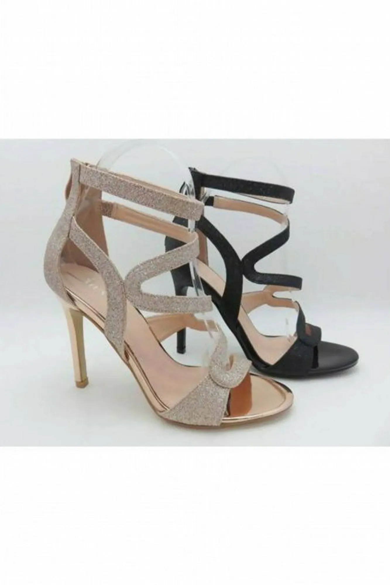 Sandals^Glitz Shoes Alisha Divine Glitter High Heel Sandals Silver