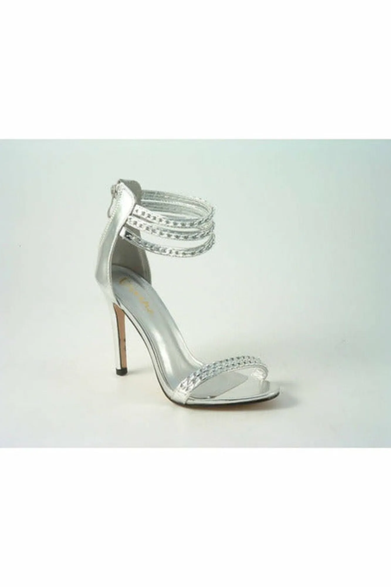 Sandals^Glitz Shoes Cassidy Metallic Chain Barely High Heel Sandal