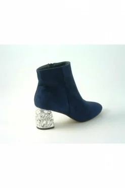 Mid Heels^Glitz Shoes Celine Sabatine Glitter Heel Suede Ankle Boot Blue