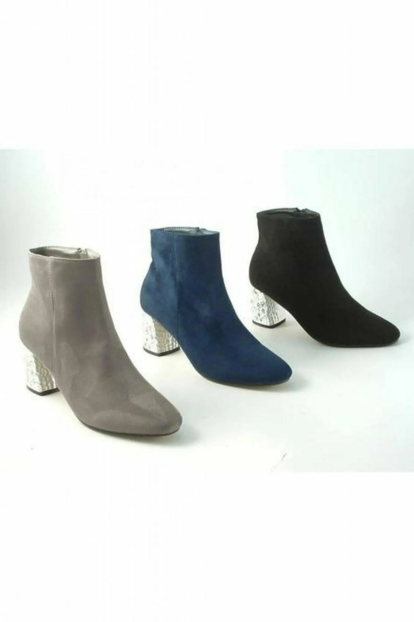 Mid Heels^Glitz Shoes Celine Sabatine Glitter Heel Suede Ankle Boot Blue