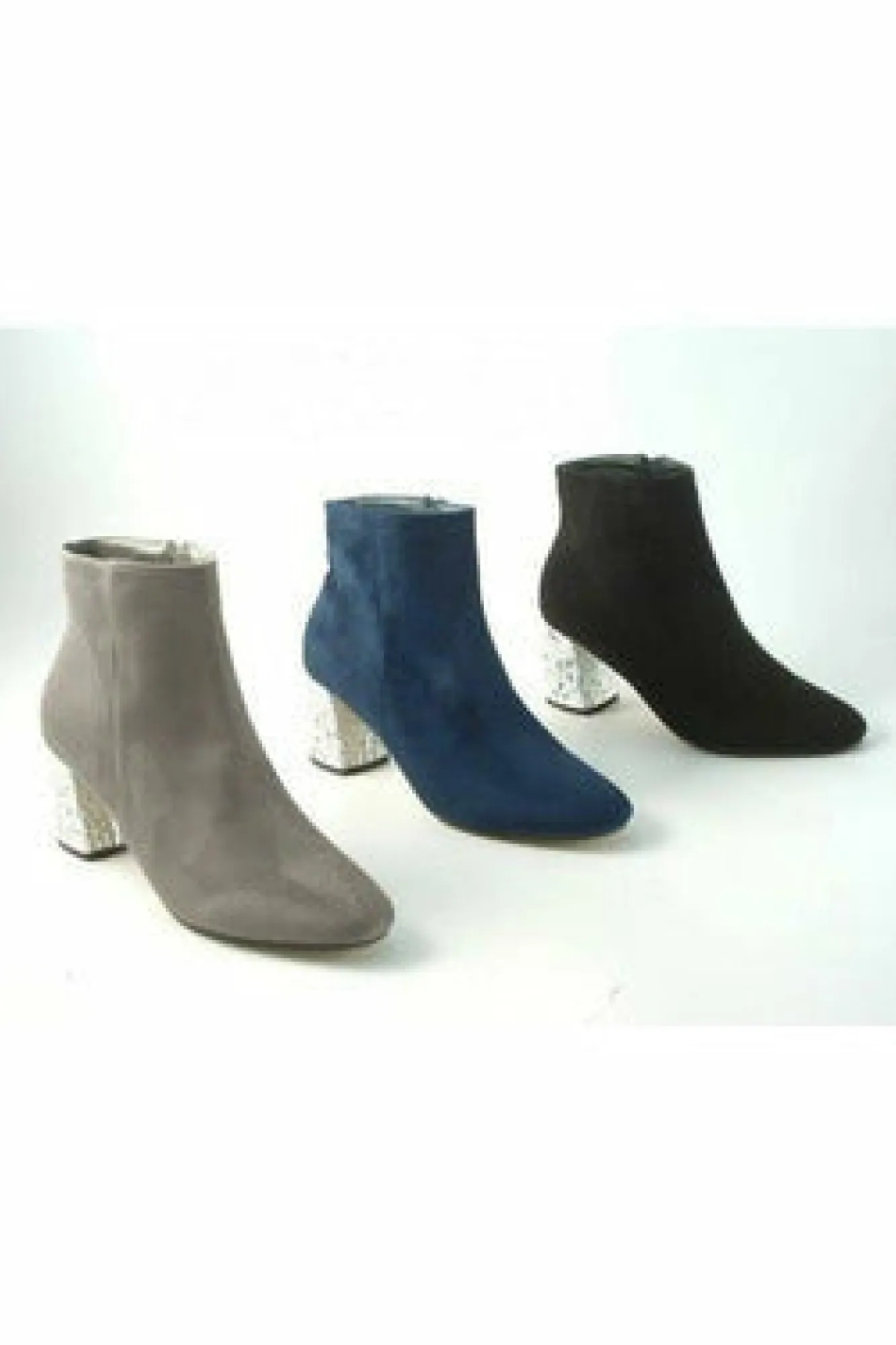 Boots^Glitz Shoes Celine Sabatine Glitter Heel Suede Ankle Boot Black
