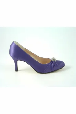 Mid Heels^Glitz Shoes Diamante Satin Mid Heel Court Shoe Purple