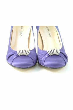 Mid Heels^Glitz Shoes Diamante Satin Mid Heel Court Shoe Purple