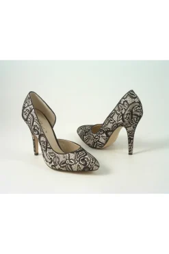 High Heels^Glitz Shoes Lace/Satin Open Waist High Heel Court Shoe