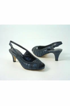 Mid Heels^Glitz Shoes Leona Sabatine Diamante Metallic Peep Toe Shoe