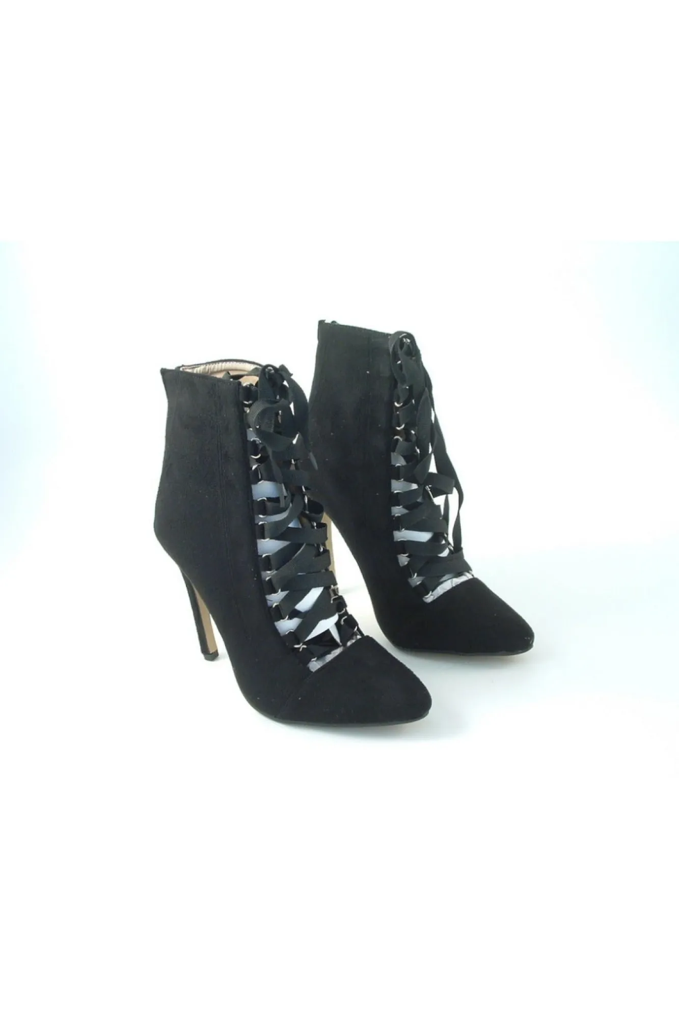 High Heels^Glitz Shoes Ribbon Lace Ankle Boot