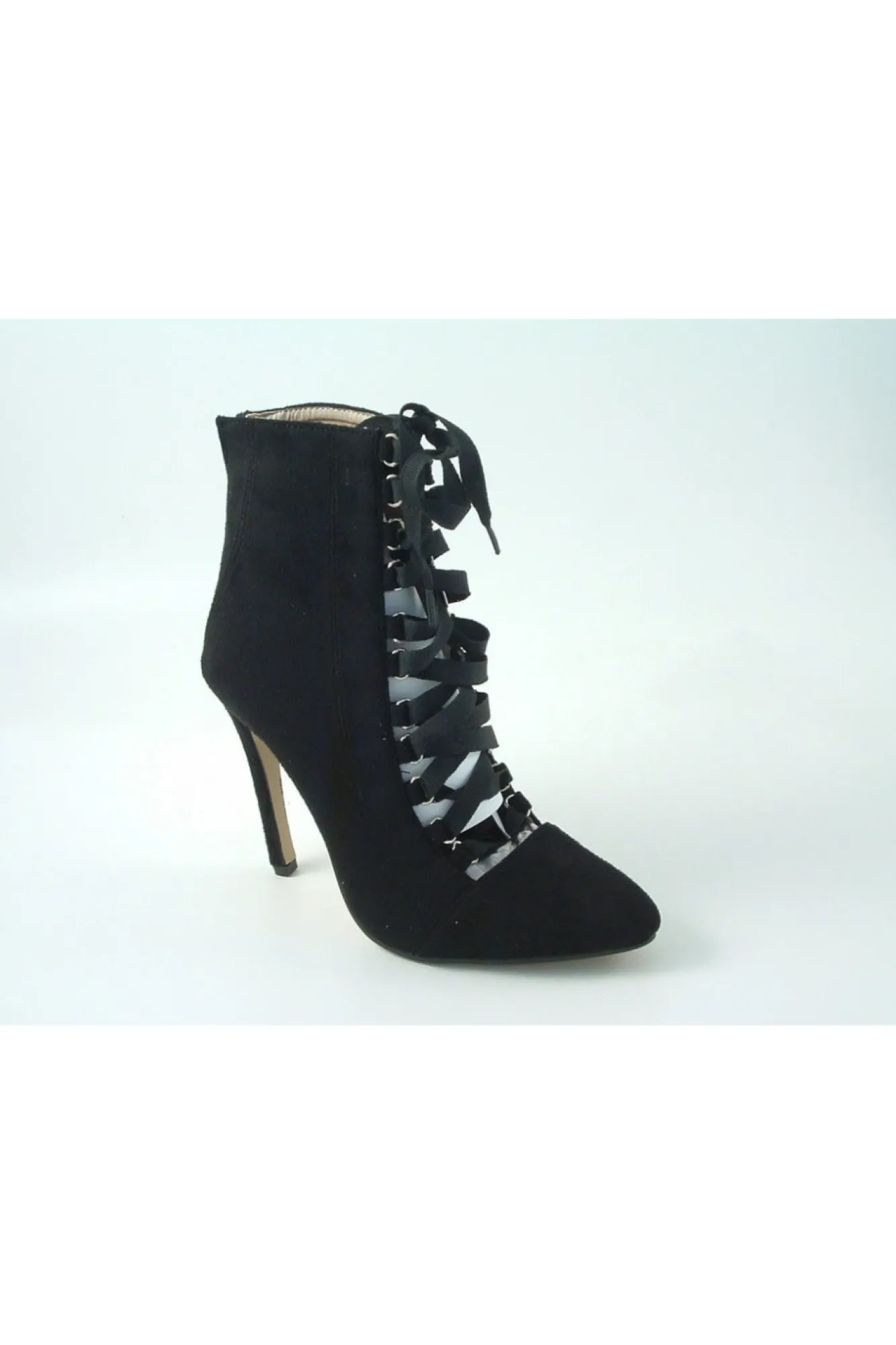 High Heels^Glitz Shoes Ribbon Lace Ankle Boot