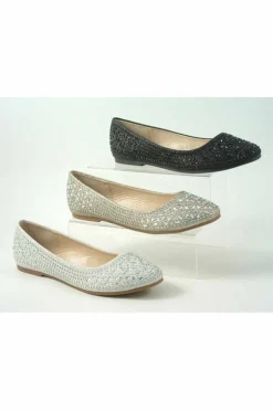 Flats^Glitz Shoes Ricci Divine Diamante Flat Ballerina Shoes