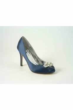 High Heels^Glitz Shoes Rosalie Sabatine Diamante Satin Heel Peep Shoe