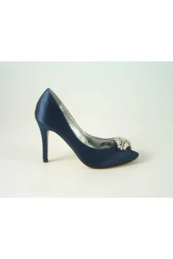 High Heels^Glitz Shoes Rosalie Sabatine Diamante Satin Heel Peep Shoe