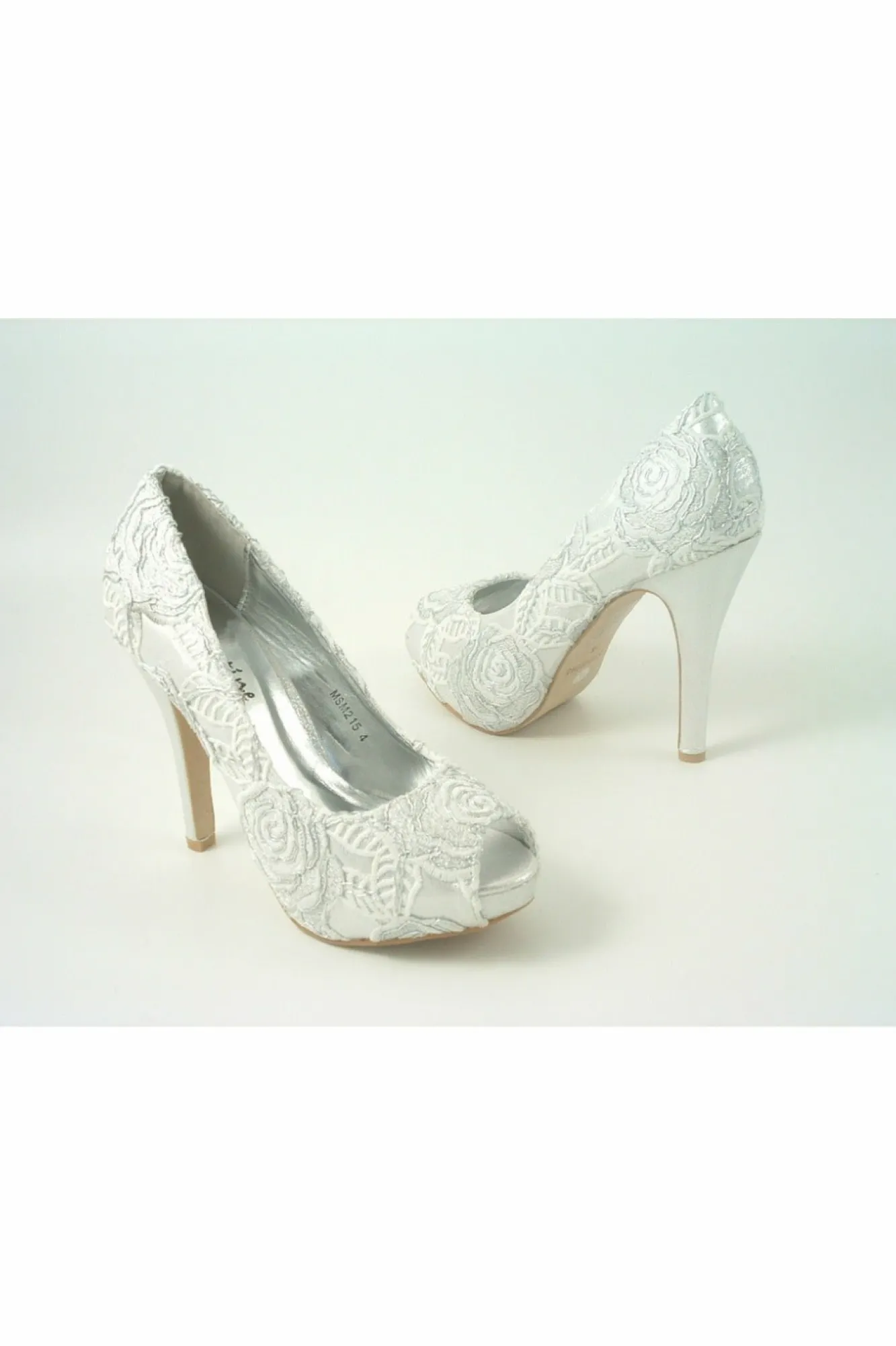 High Heels^Glitz Shoes Sabatine Coco Peep Toe Shoe White Silver Whitesilver