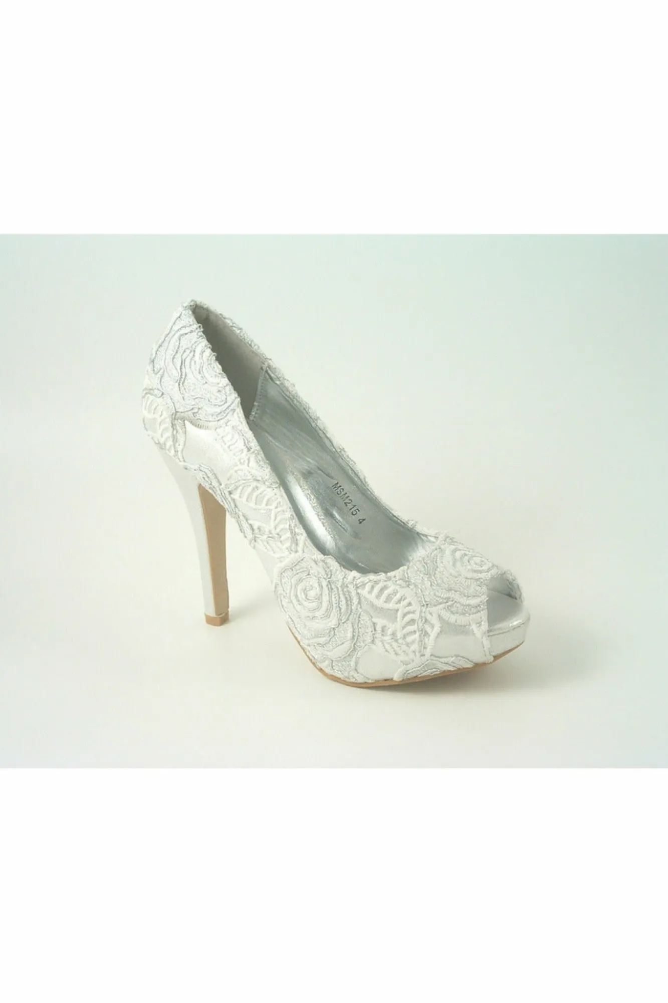 High Heels^Glitz Shoes Sabatine Coco Peep Toe Shoe White Silver Whitesilver