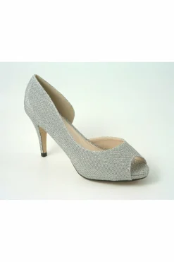 Mid Heels^Glitz Shoes Sabatine Mid Heel Peep Toe - 31438 Silver