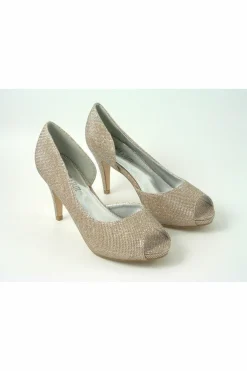 Mid Heels^Glitz Shoes Sabatine Mid Heel Peep Toe - 31438 Gold