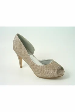 Mid Heels^Glitz Shoes Sabatine Mid Heel Peep Toe - 31438 Gold