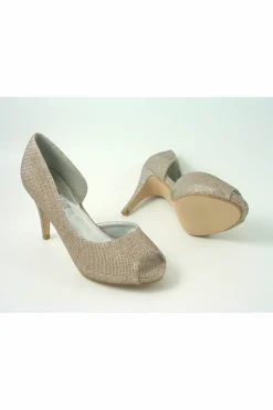 Mid Heels^Glitz Shoes Sabatine Mid Heel Peep Toe - 31438 Gold