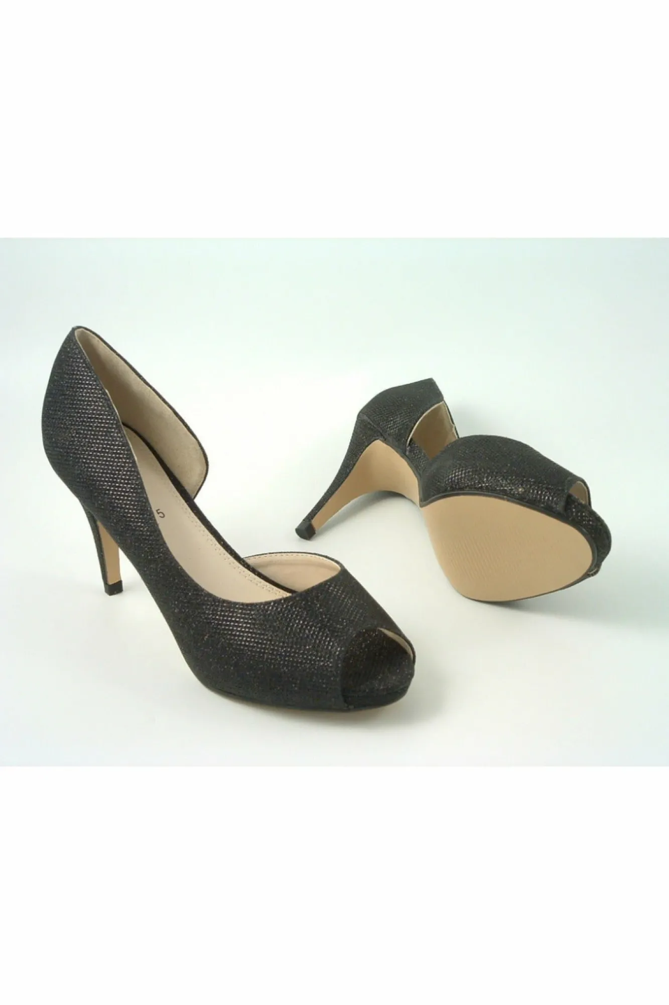 Mid Heels^Glitz Shoes Sabatine Mid Heel Peep Toe - 31438 Black
