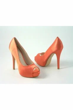 High Heels^Glitz Shoes Sabatine Satin Platform Heels With Peep Toe Rasp