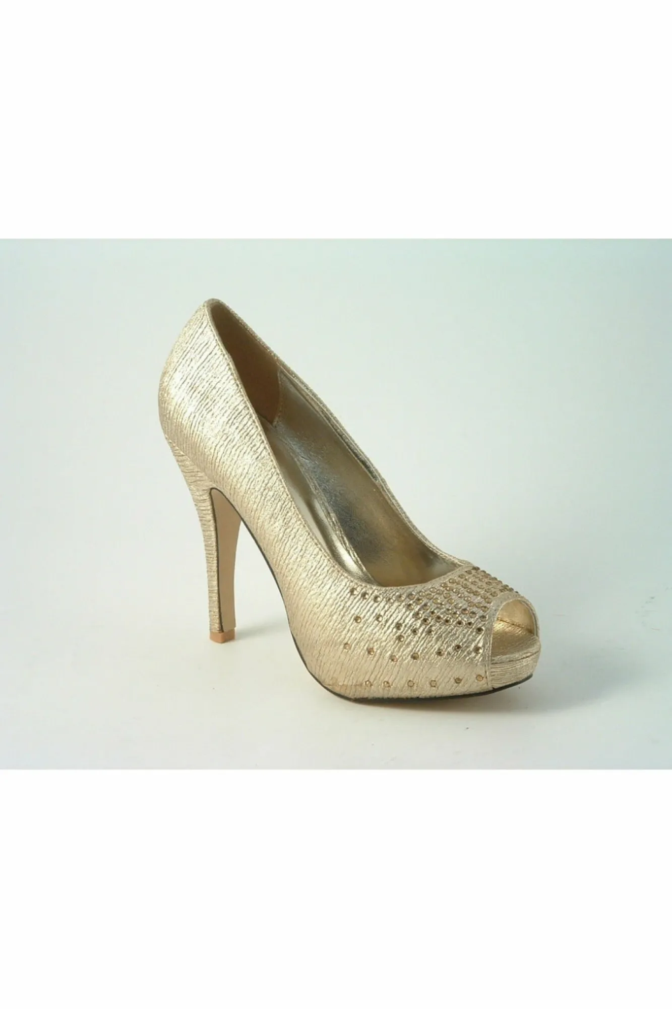 High Heels^Glitz Shoes Sabatine Sparkle Peep-Toe Shoes Gold
