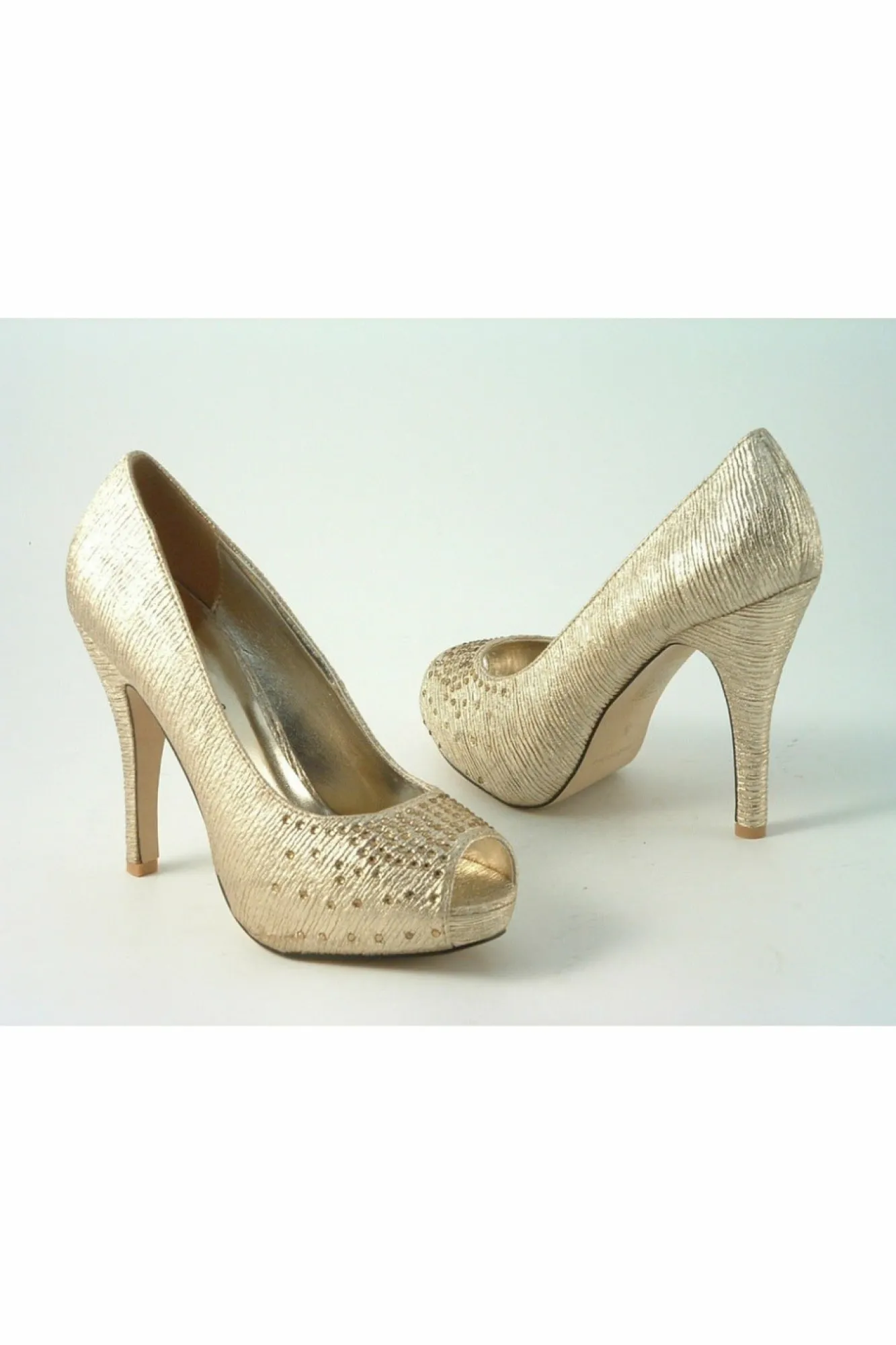 High Heels^Glitz Shoes Sabatine Sparkle Peep-Toe Shoes Gold