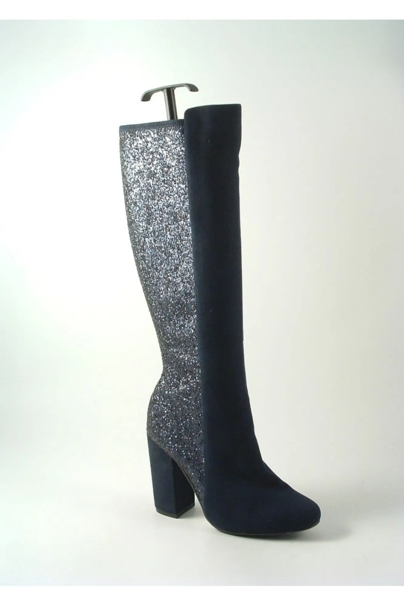 Boots^Glitz Shoes Tall Glitter Panel High Heeled Boots