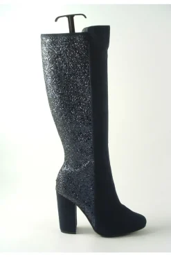 Boots^Glitz Shoes Tall Glitter Panel High Heeled Boots
