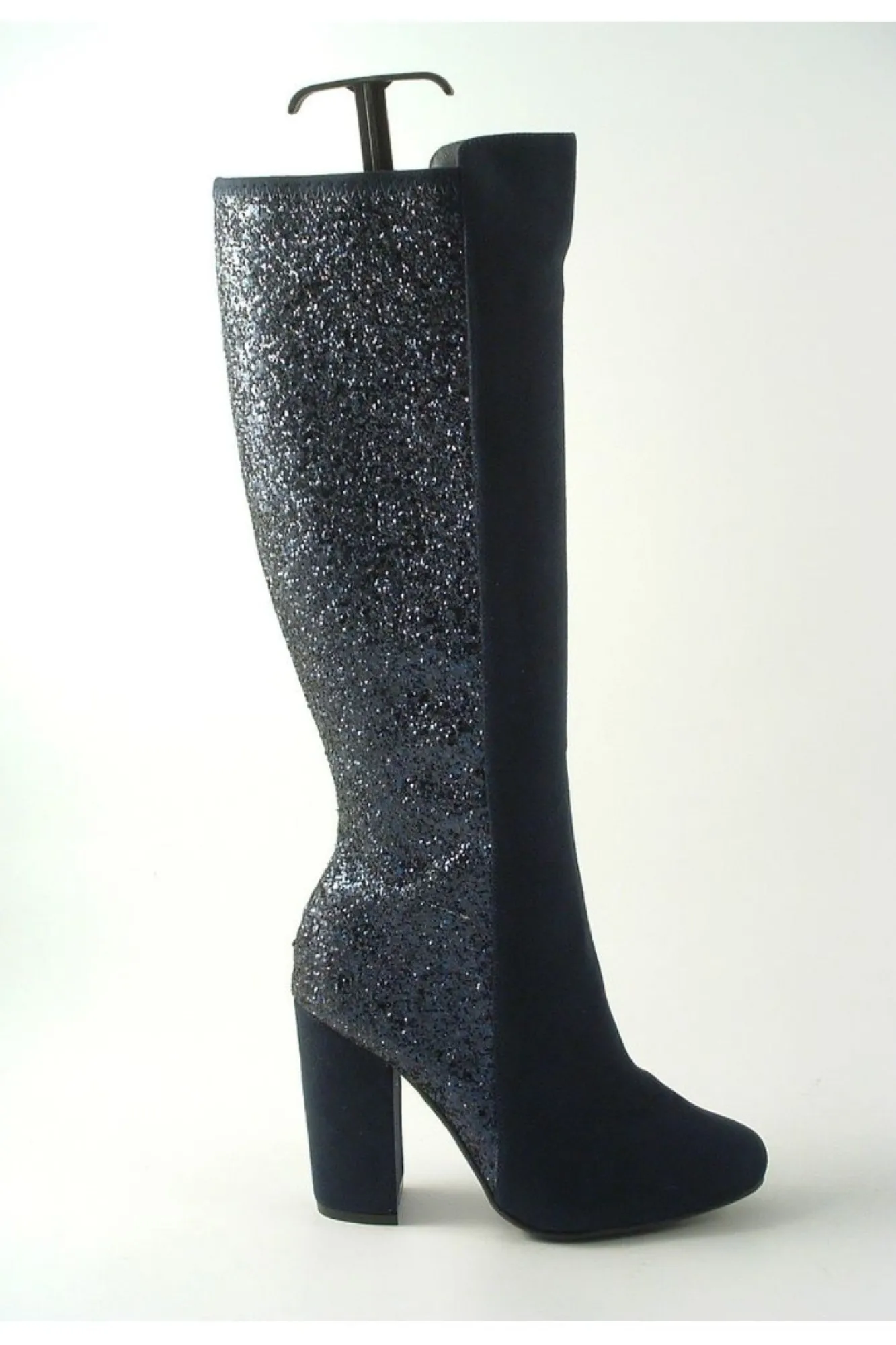 Boots^Glitz Shoes Tall Glitter Panel High Heeled Boots