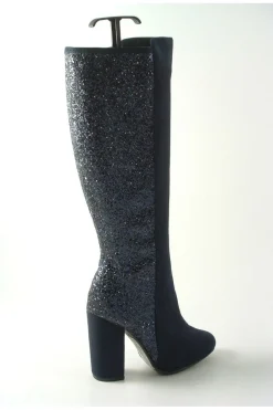 Boots^Glitz Shoes Tall Glitter Panel High Heeled Boots