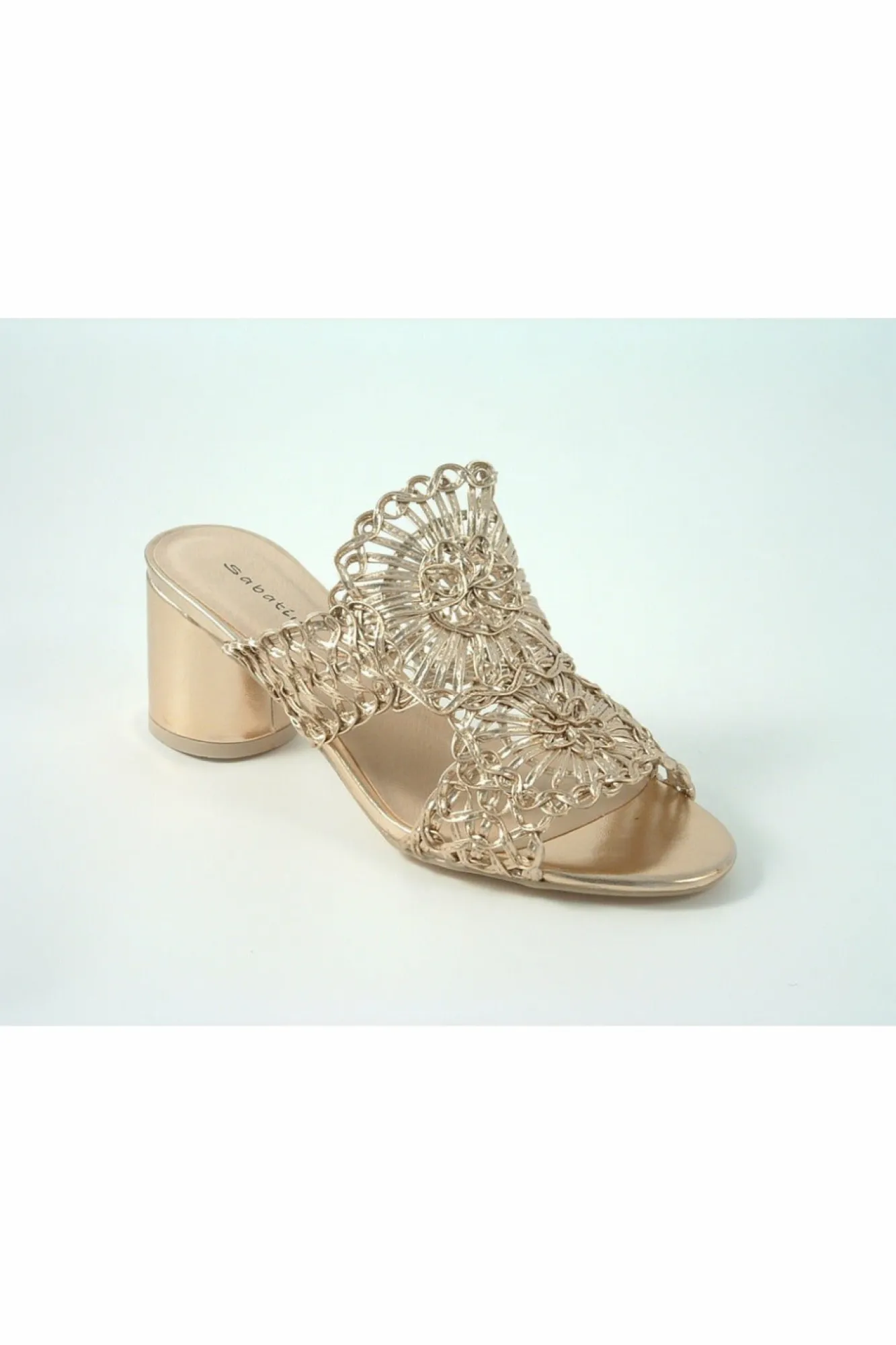 Sandals^Glitz Shoes Tianna Sabatine Interweave Peep Toe Sandal Rosegold