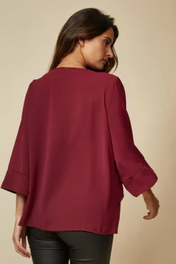 Blouses^Hoxton Gal Layered Top 3/4 Sleeve With Necklace