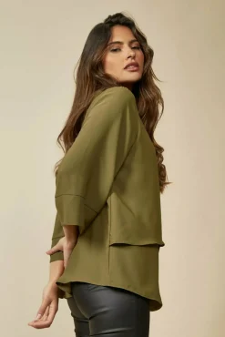 Blouses^Hoxton Gal Layered Top 3/4 Sleeve With Necklace