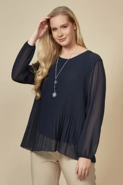 Blouses^Hoxton Gal Oversized Pleated Top With Tulle