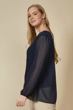 Blouses^Hoxton Gal Oversized Pleated Top With Tulle