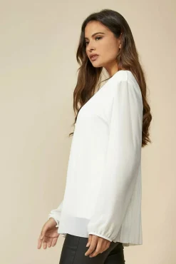 Blouses^Hoxton Gal Oversized Pleated Top With Tulle