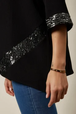 Blouses^Hoxton Gal Oversized Sequin Detail Top In Black