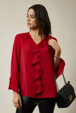 Blouses^Hoxton Gal Oversized Top With Frilled Front