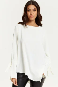 Blouses^Hoxton Gal Relaxed Fit Cuff Detailed Blouse With Long Sleeve White