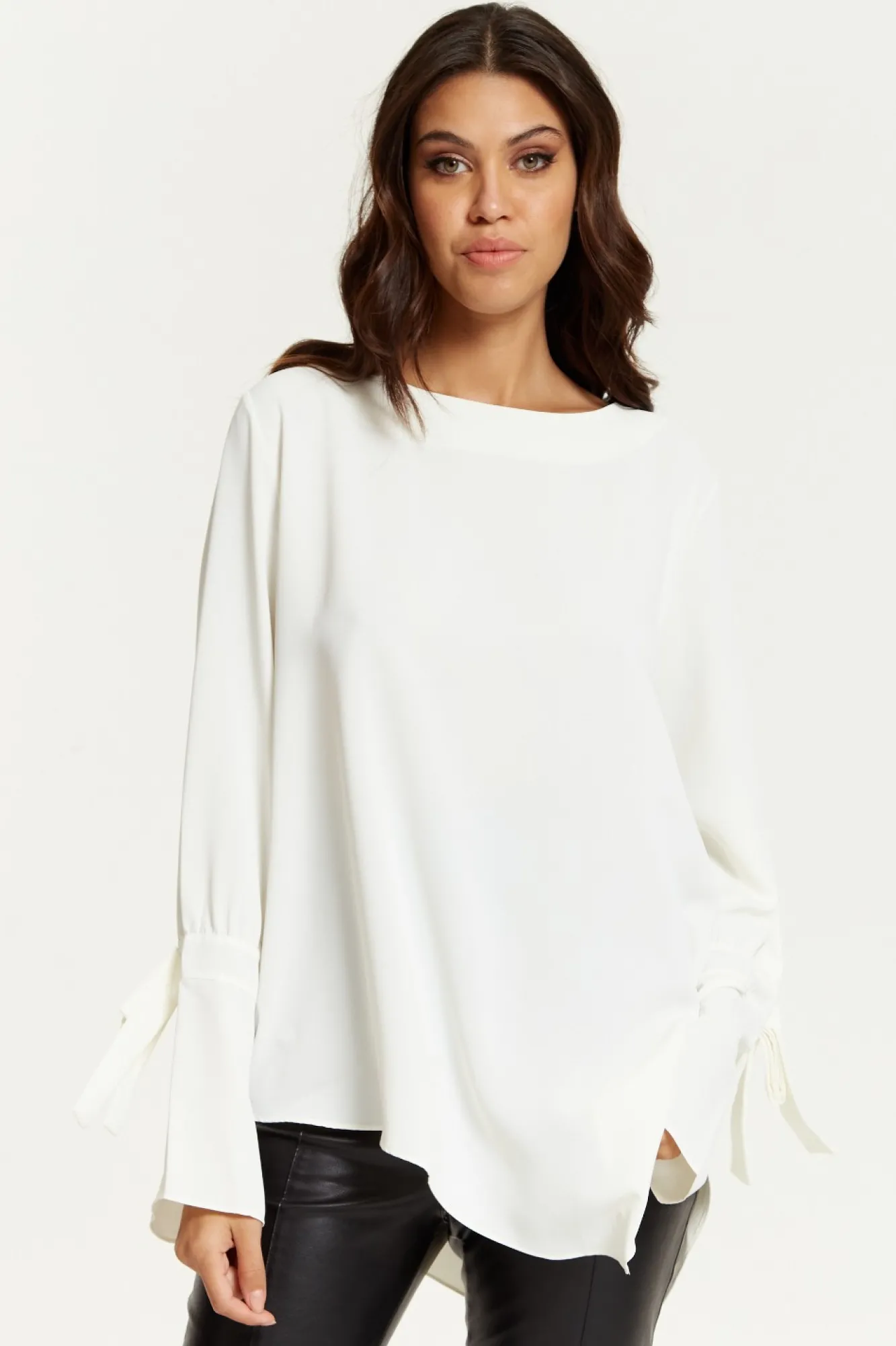 Blouses^Hoxton Gal Relaxed Fit Cuff Detailed Blouse With Long Sleeve White
