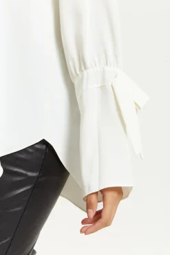 Blouses^Hoxton Gal Relaxed Fit Cuff Detailed Blouse With Long Sleeve White