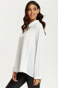 Long Sleeve Tops^Hoxton Gal Relaxed Fit Long Sleeves Shirt Top With Button White