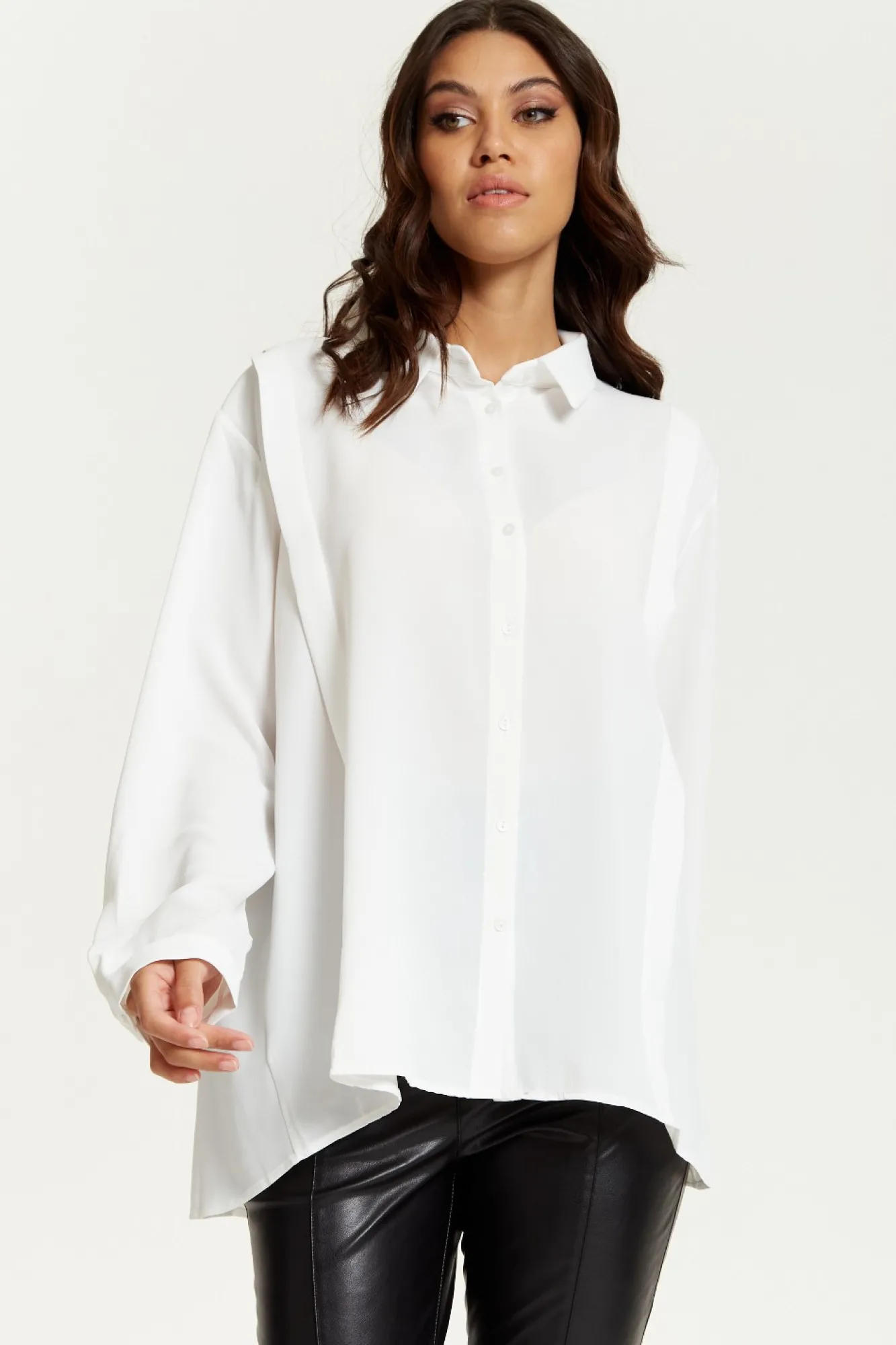 Long Sleeve Tops^Hoxton Gal Relaxed Fit Long Sleeves Shirt Top With Button White
