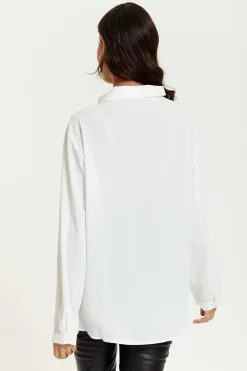 Long Sleeve Tops^Hoxton Gal Relaxed Fit Long Sleeves Shirt Top With Button White
