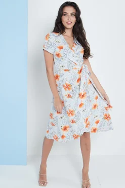 Midi Dresses^Lilura London Midi Wrap Dress In Floral Print Blue