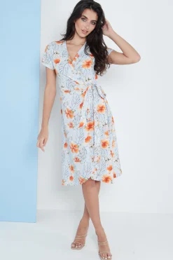 Midi Dresses^Lilura London Midi Wrap Dress In Floral Print Blue