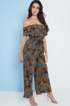 Jumpsuits^Lilura London Multi Spot Print Bardot Culotte Jumpsuit Multicolour