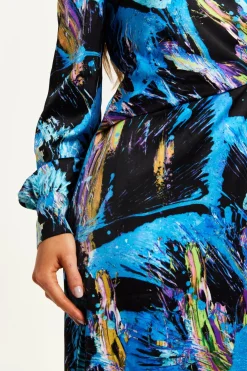 Midi Dresses^Liquorish Abstract Print Midi Wrap Dress Multicolour