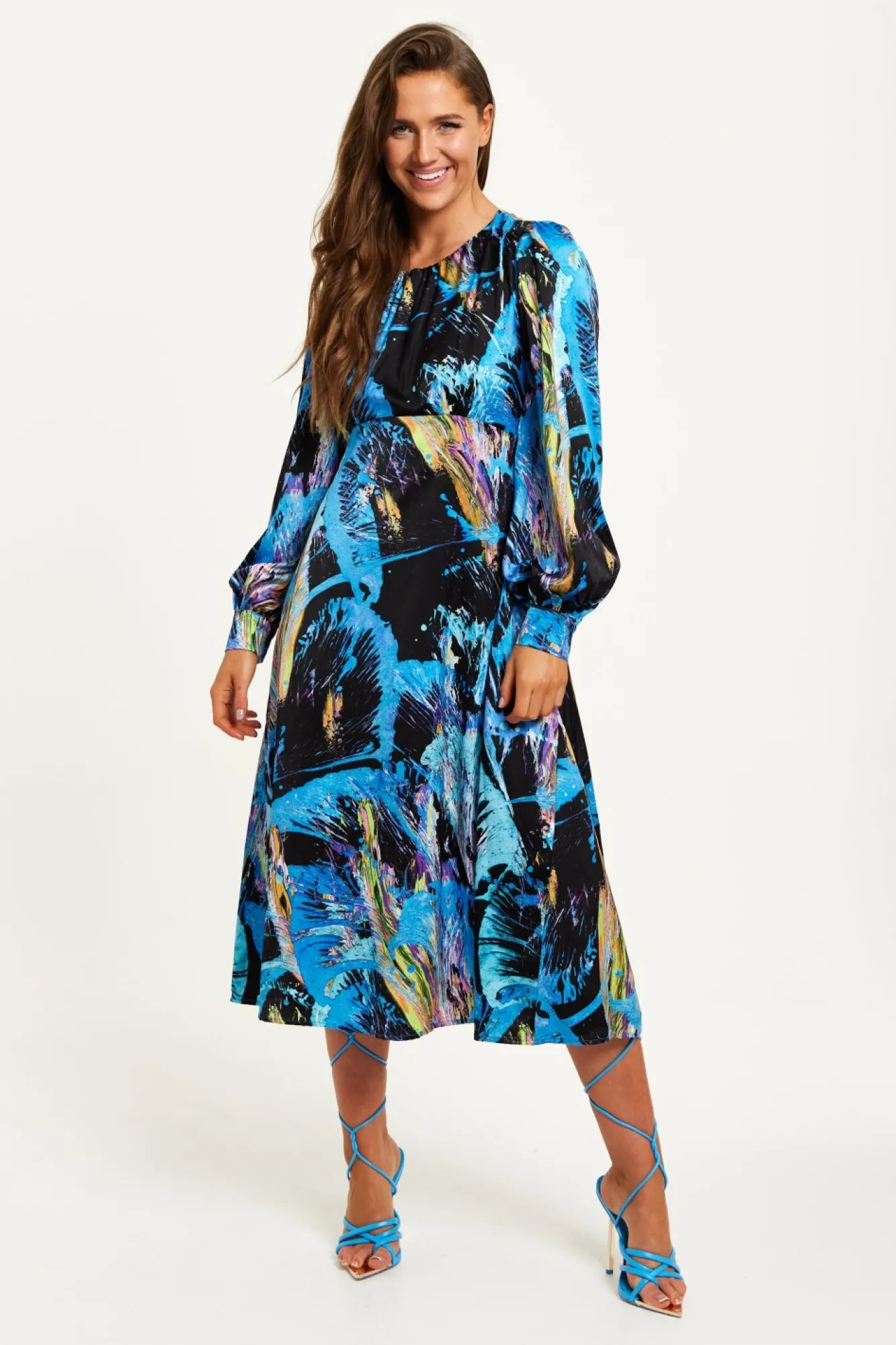 Midi Dresses^Liquorish Abstract Print Midi Dress Multicolour