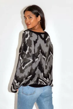 Jumpers^Liquorish Abstract Tones Jumper Grey