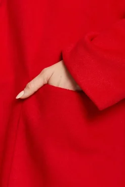 Outerwear^Liquorish Belted Longline Coat In Red
